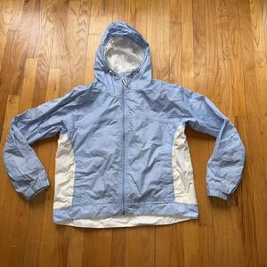 Columbia Jacket Womens XL Blue Hooded Waterproof Hiking Windbreaker Rain Spring